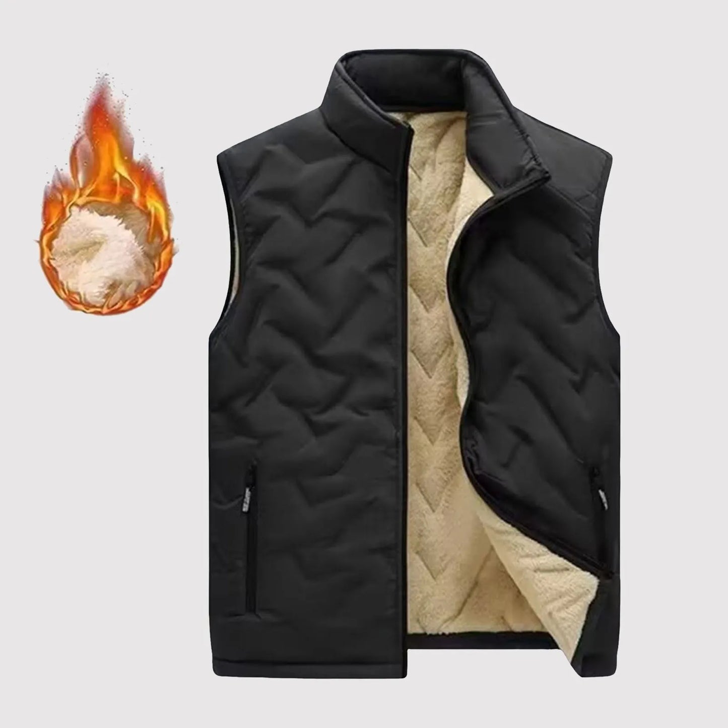 ISHOWTIENDA Women Fuzzy Fleece Sleeveless Vest Stand Collar