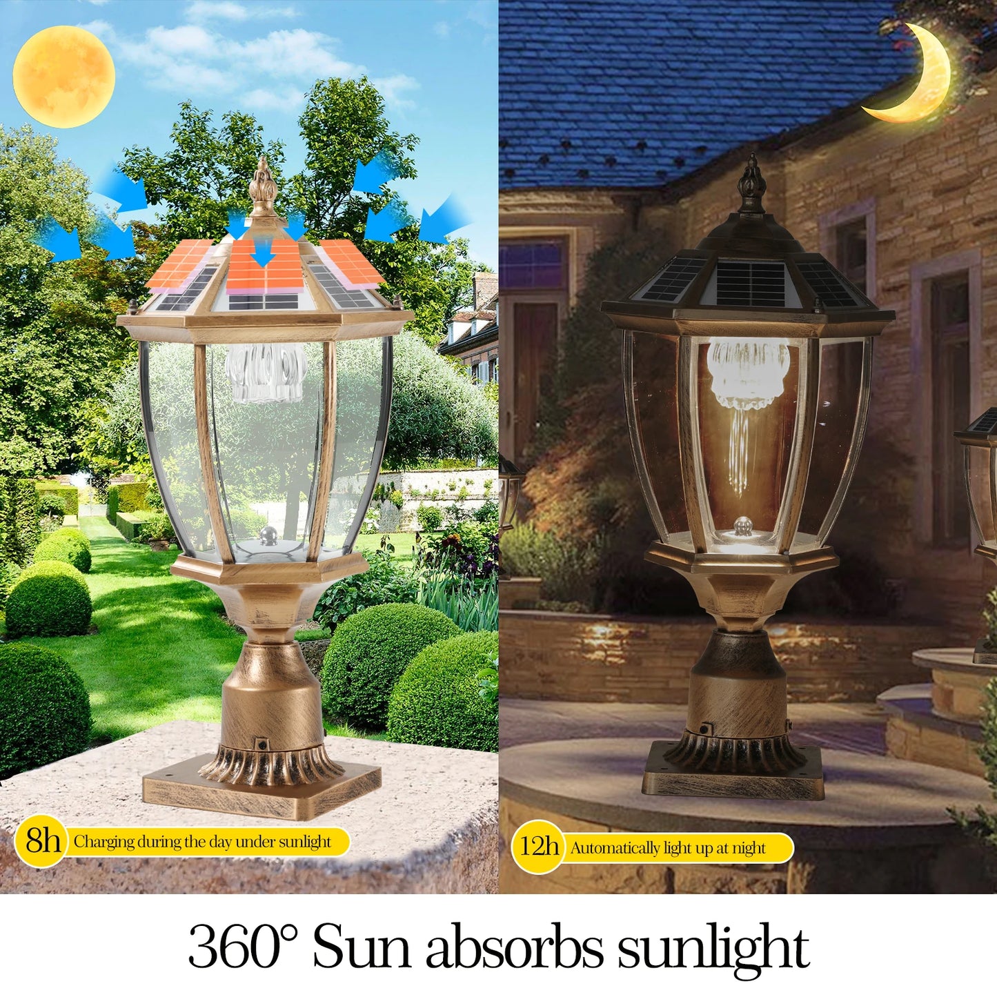 ARLGSITE Vintage Solar LED Post Light Pack For Outdoor Use