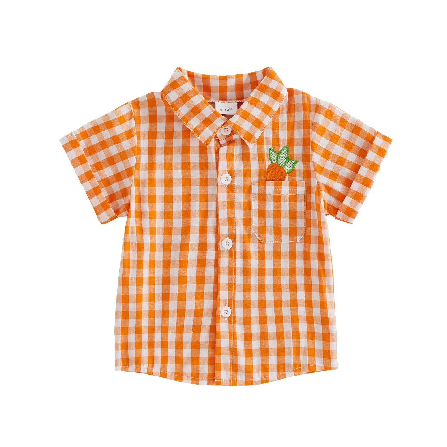 Cute Toddler Boys Easter Outfit Short Sleeve Shirt with Bunny Embroidery and Plaid Shorts Set for Summer Holiday Party Wear