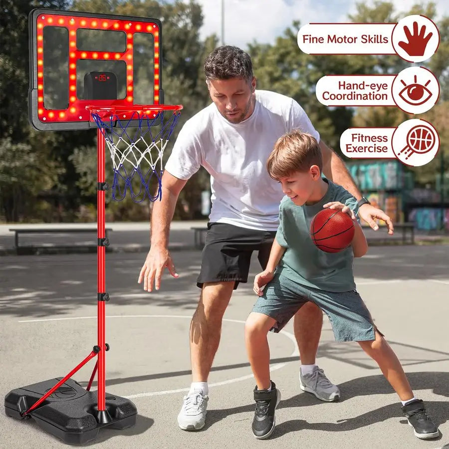 Basketball Hoop Adjustable Height Indoor Outdoor With Scoreboard