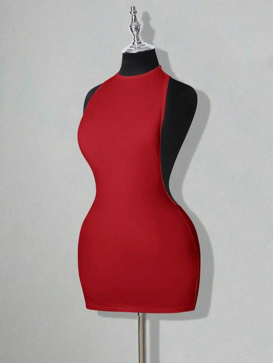 White Bodycon Mini Dress with Criss-Cross Backless Design