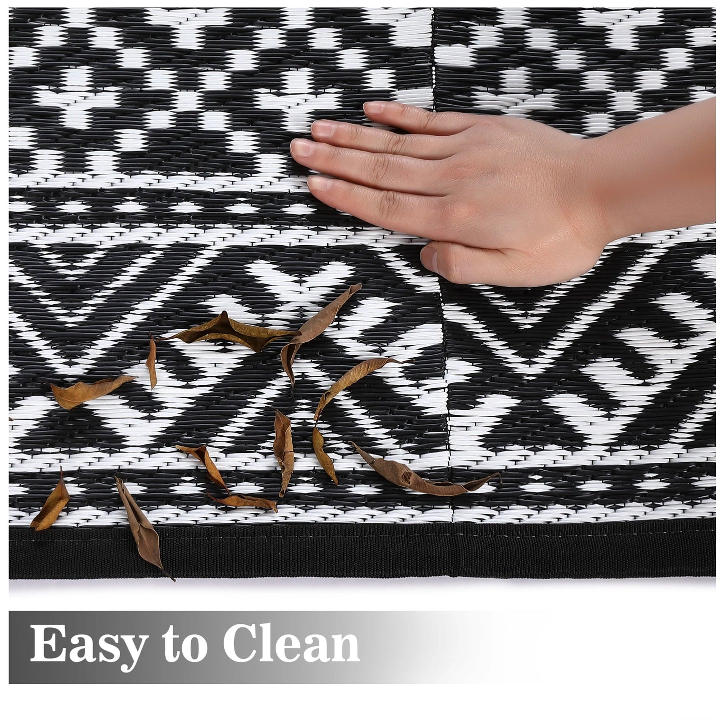 StudysetCN Outdoor Waterproof Reversible Patio Rug Boho Camping