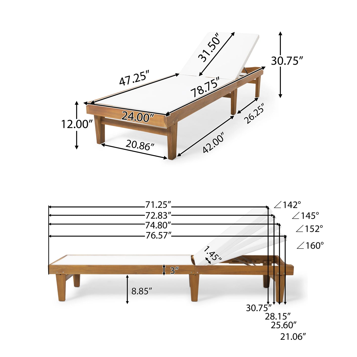 HobbyLane Outdoor Flat Chaise Lounge Chair With Adjustable Backrest