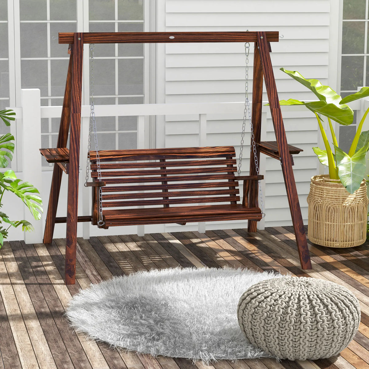 Outsunny Comfortable Outdoor Porch Swing Chair With Stand