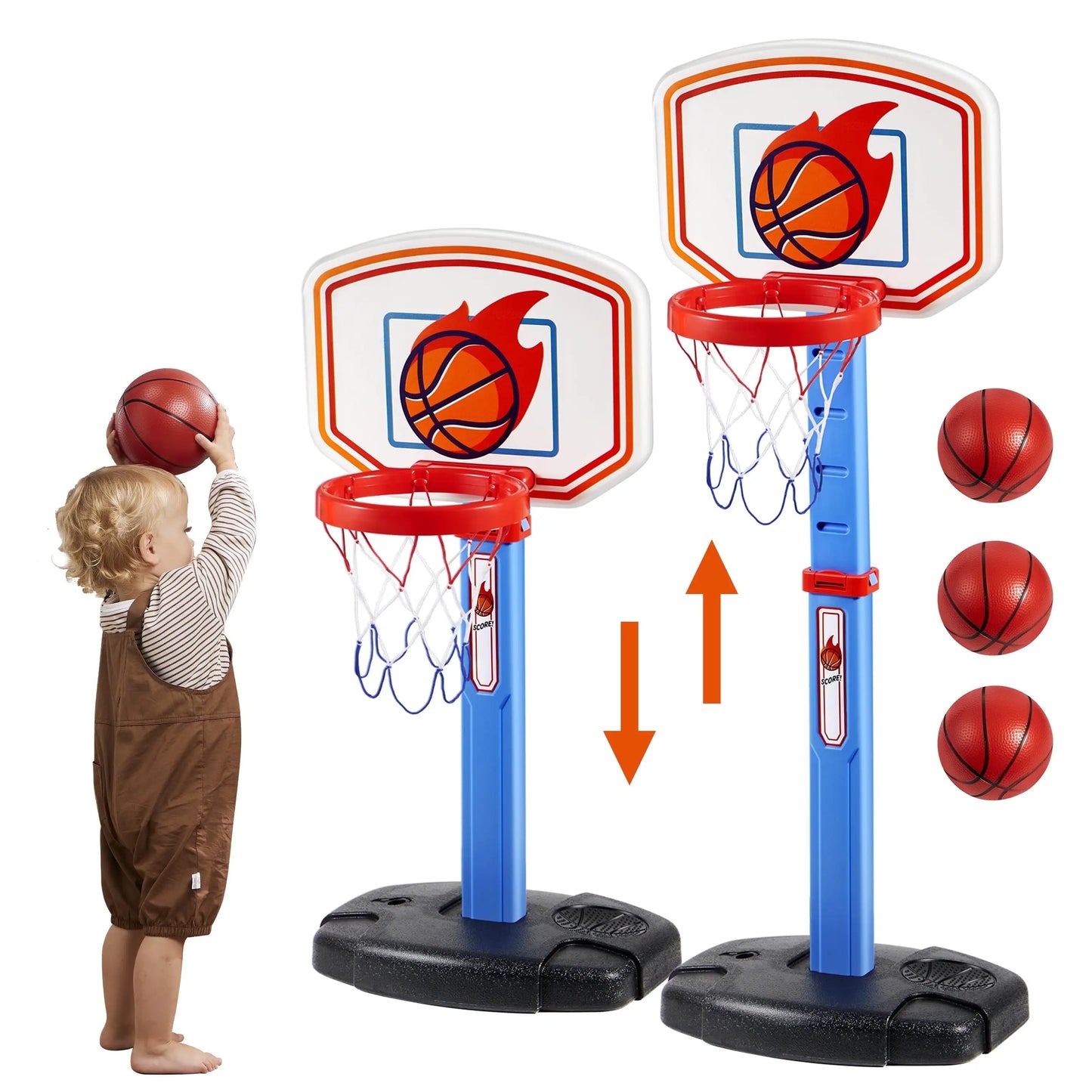 Joyfy Toddler Indoor Basketball Hoop Set With Adjustable Height And 4 Balls