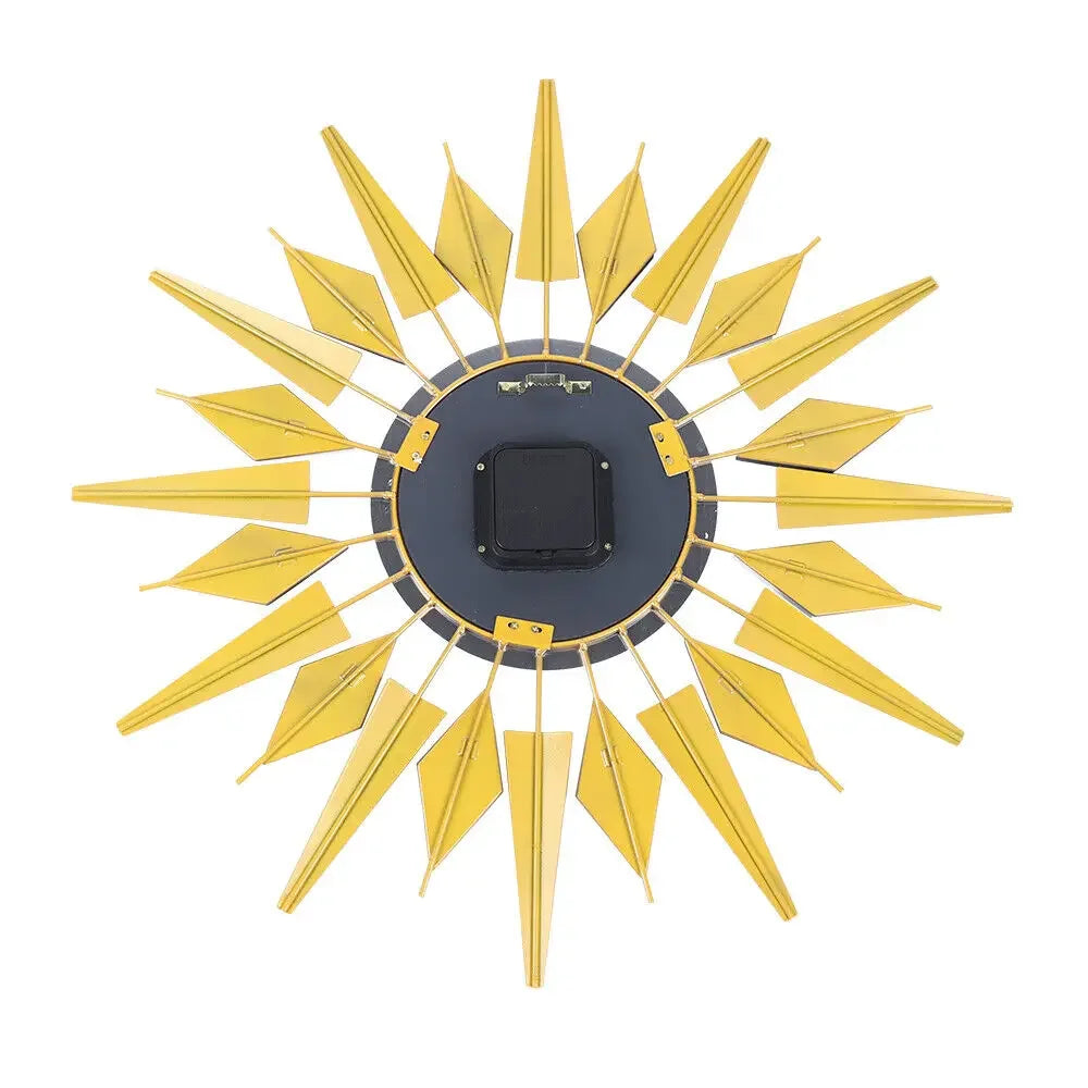 23.6 Inch Modern Large Decorative Wall Clock Silent Non Ticking,Retro Star VWall Clock Decor,Battery Operated Sun Wall Clock