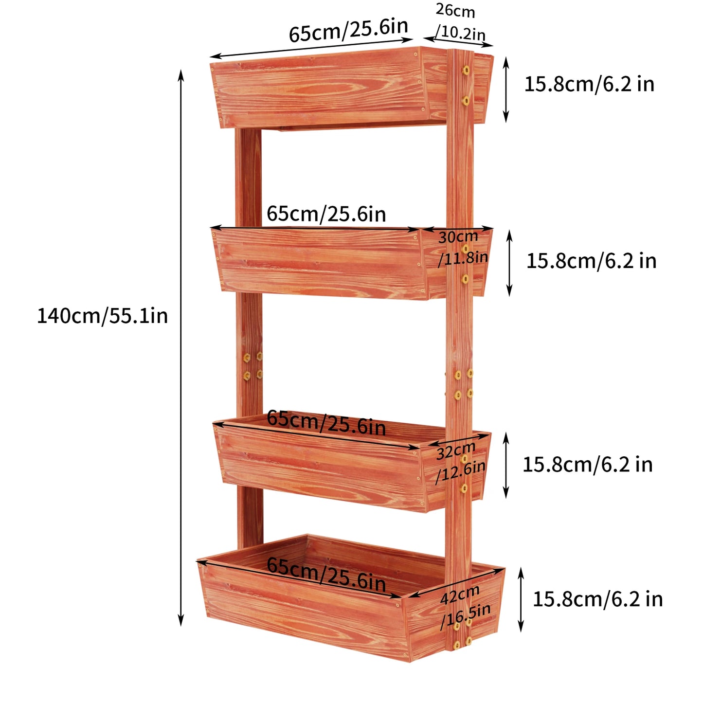 Wooden Vertical Garden Rack With Detachable Ladder And Adjustable Shelf