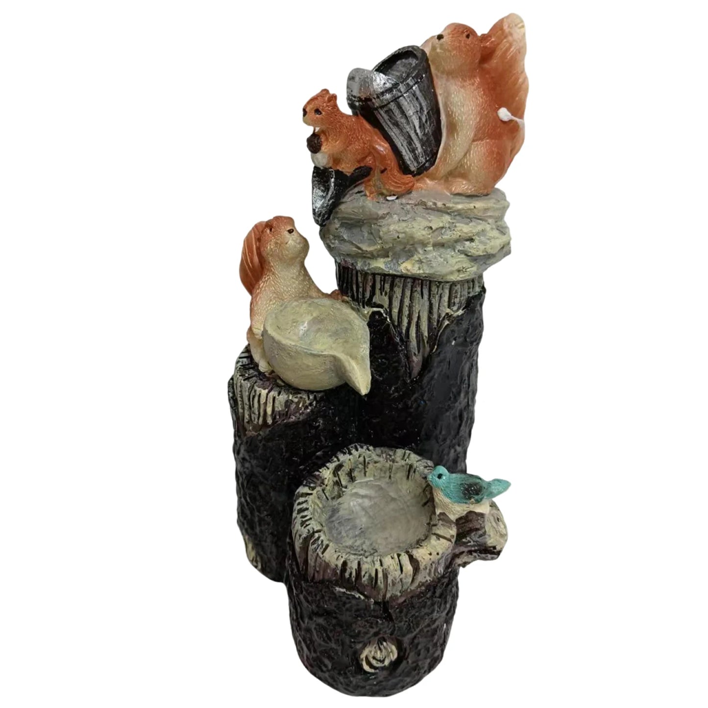 Funny Animal Decoration Duck /Squirrel Fountain Ornament Landscaping Decor with Light Garden Duck Squirrel Figurine Garden Decor