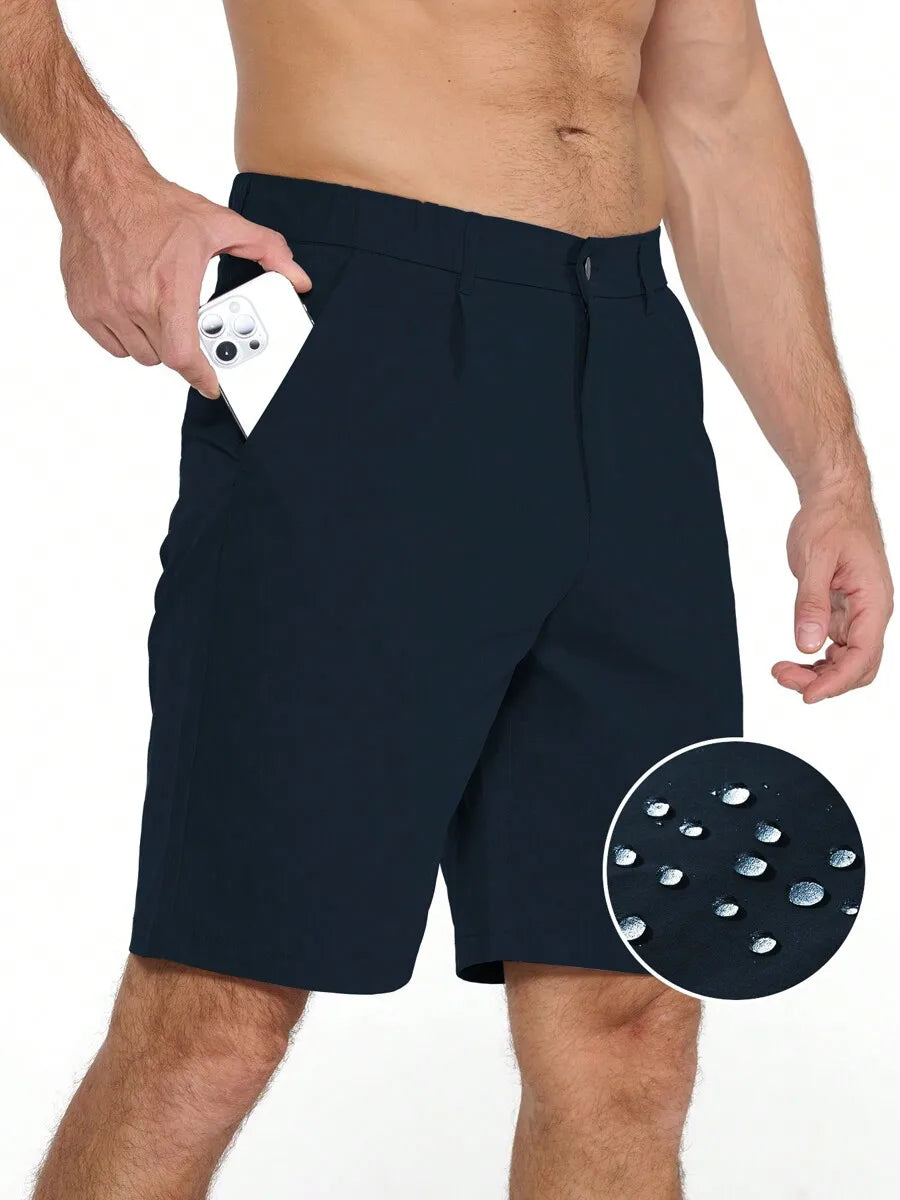 Mens 9 Inch Golf Shorts Stretch Quick Dry UPF 50+ Lightweight Flat Front Hiking Work Shorts With 5 Pockets