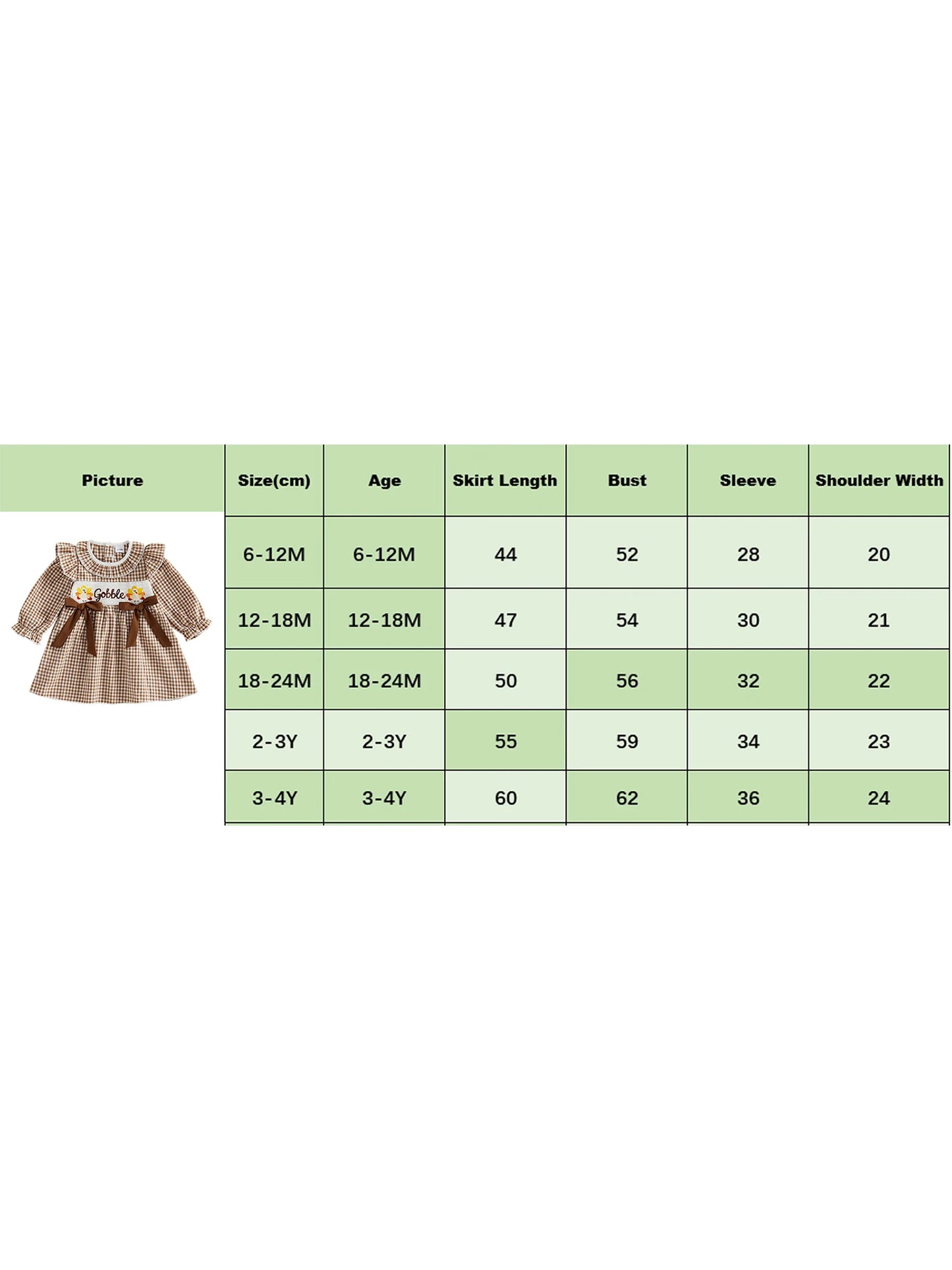 Toddler Thanksgiving Dress With Long Sleeve Round Neck