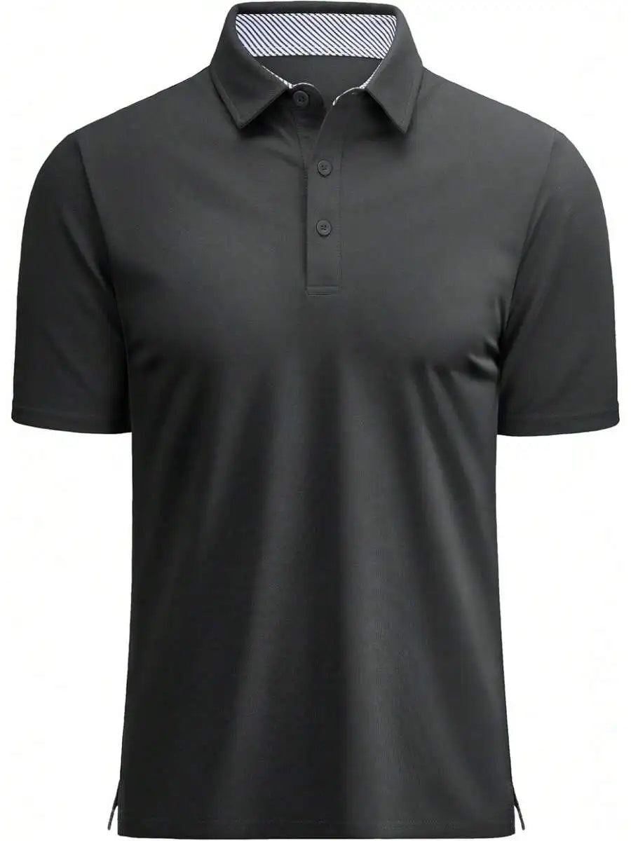 Mens Short Sleeve Cotton Pique 3-Button Classic Fit Casual Golf Shirt