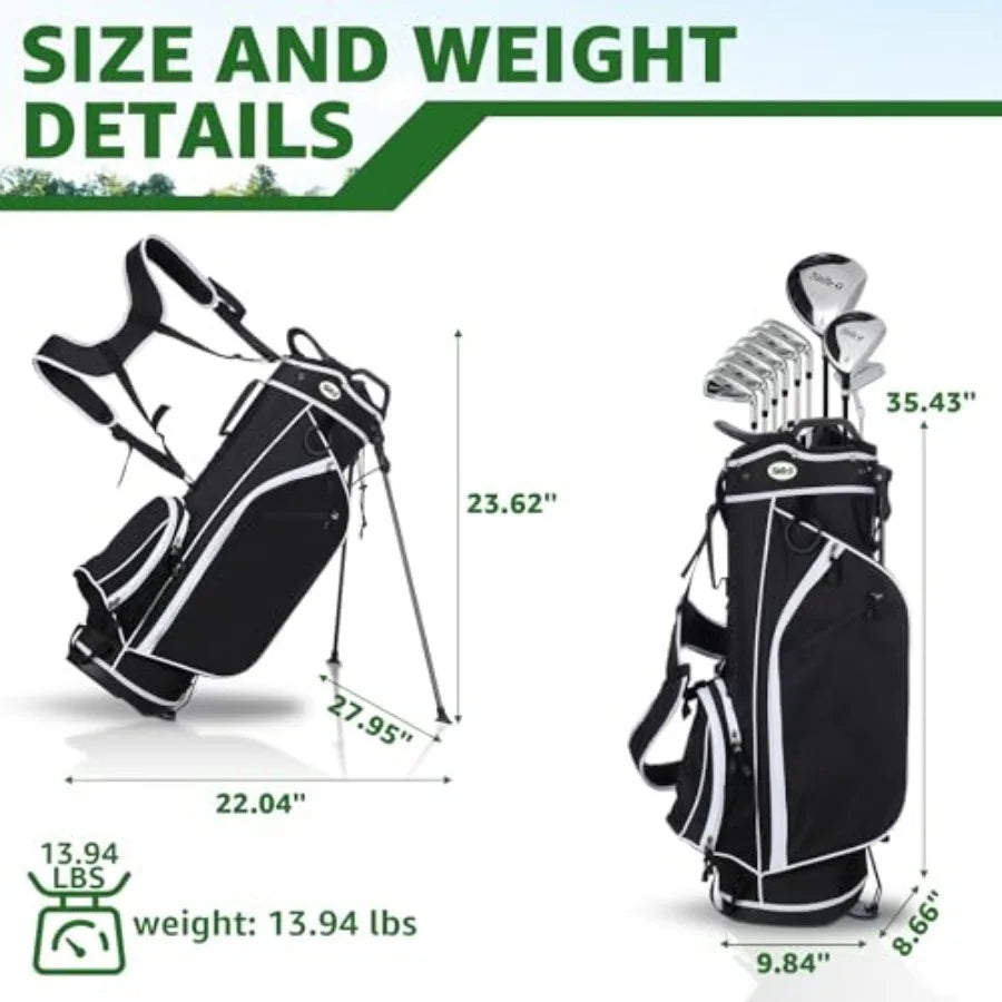 Golf Clubs Set for Men, Complete Mens Golf Clubs Full Set Right Handed Includes Stand Bag with Rain Hood, 1#Driver 3#Wood 5# 6#