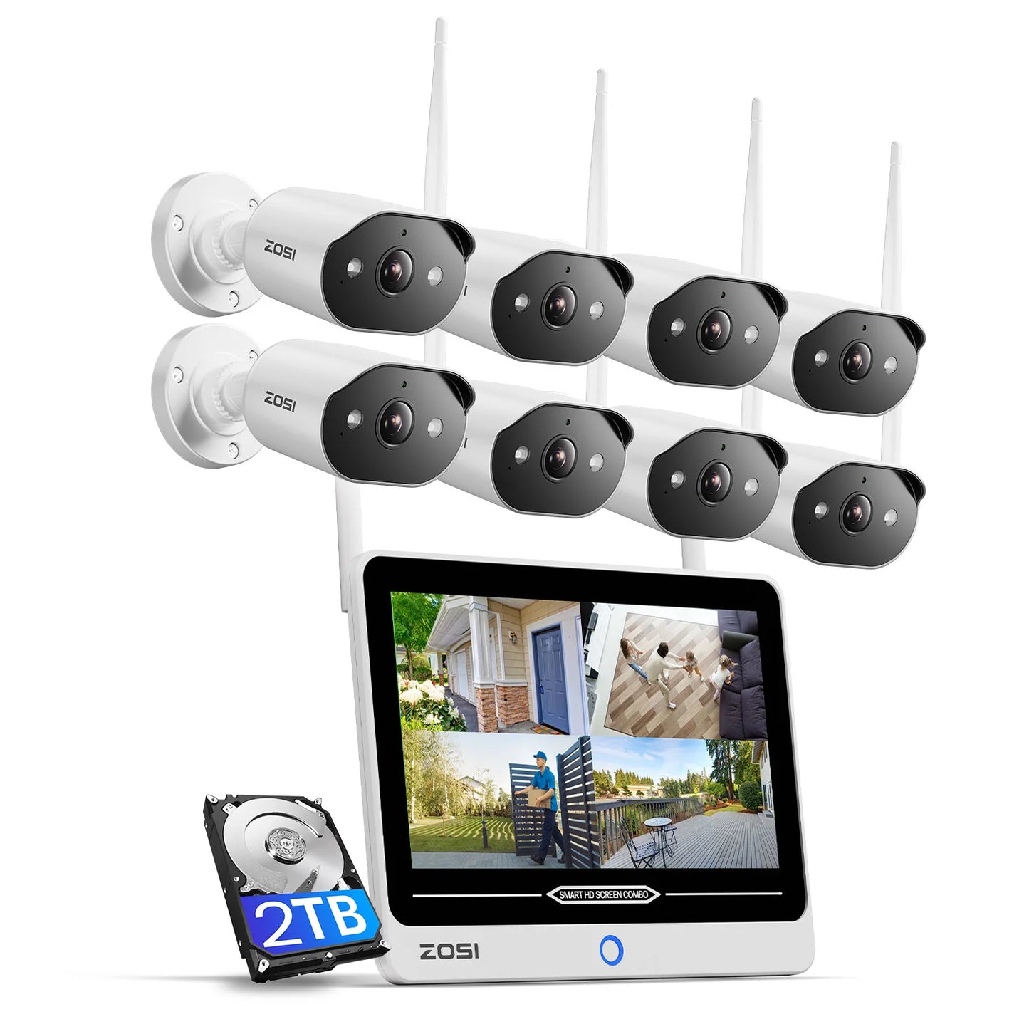 ZOSI 8 Channel 2K WiFi 6 Indoor Outdoor Security System