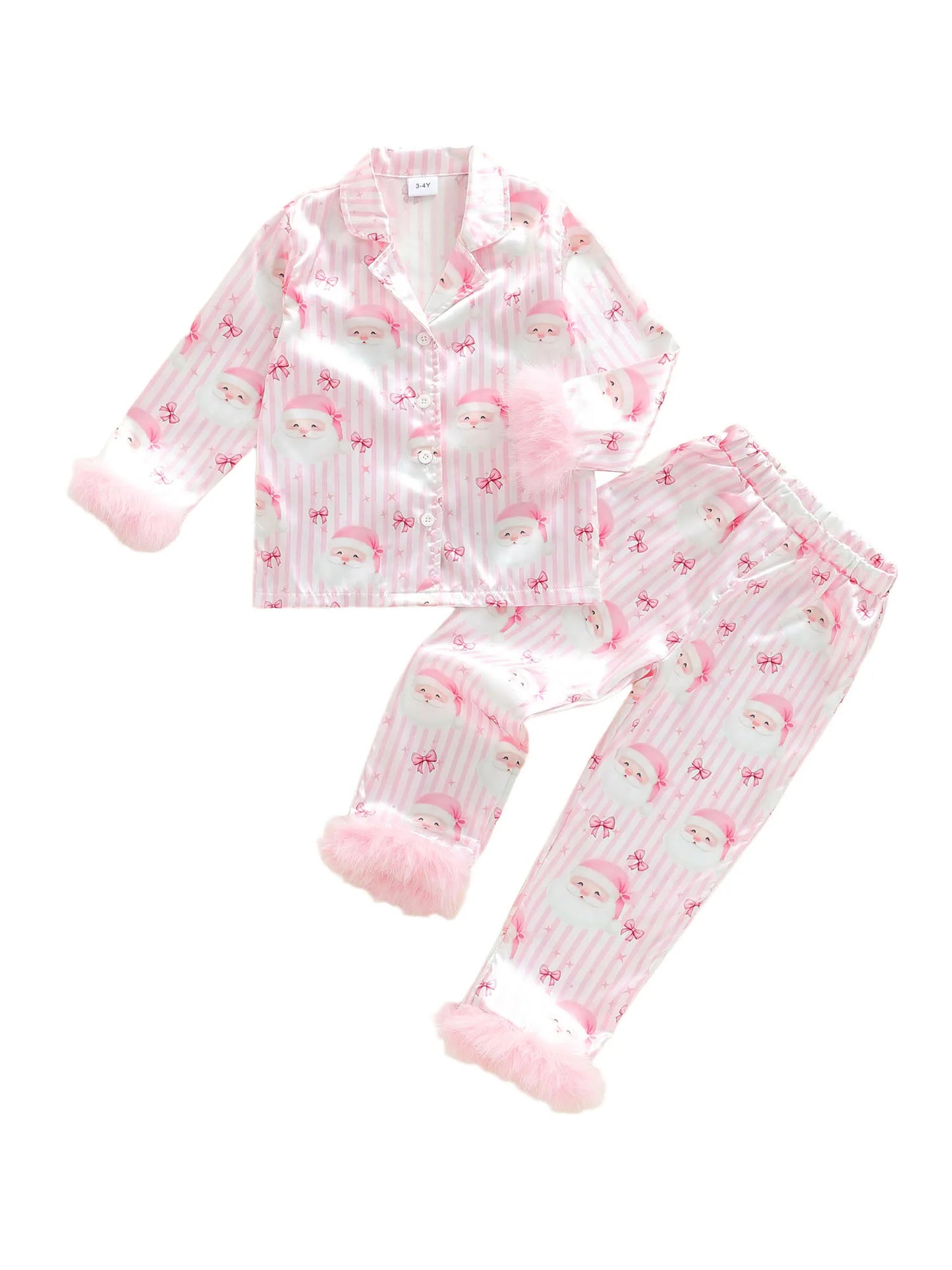 Girls Christmas Satin Pajama Set