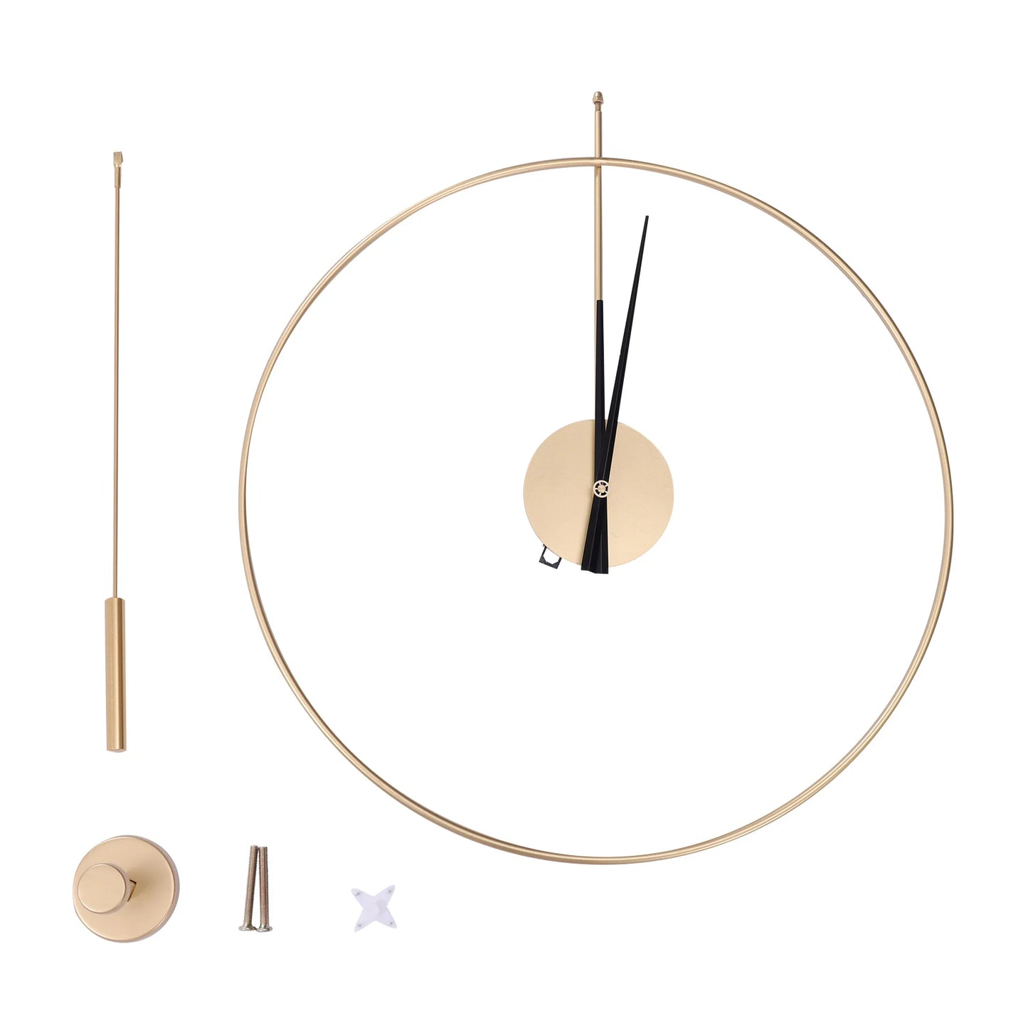 Gold Metal 60cm Swing Wall Clock Silent Sweep Second with Pendulum Modern Minimalist Decorative Wall Clock