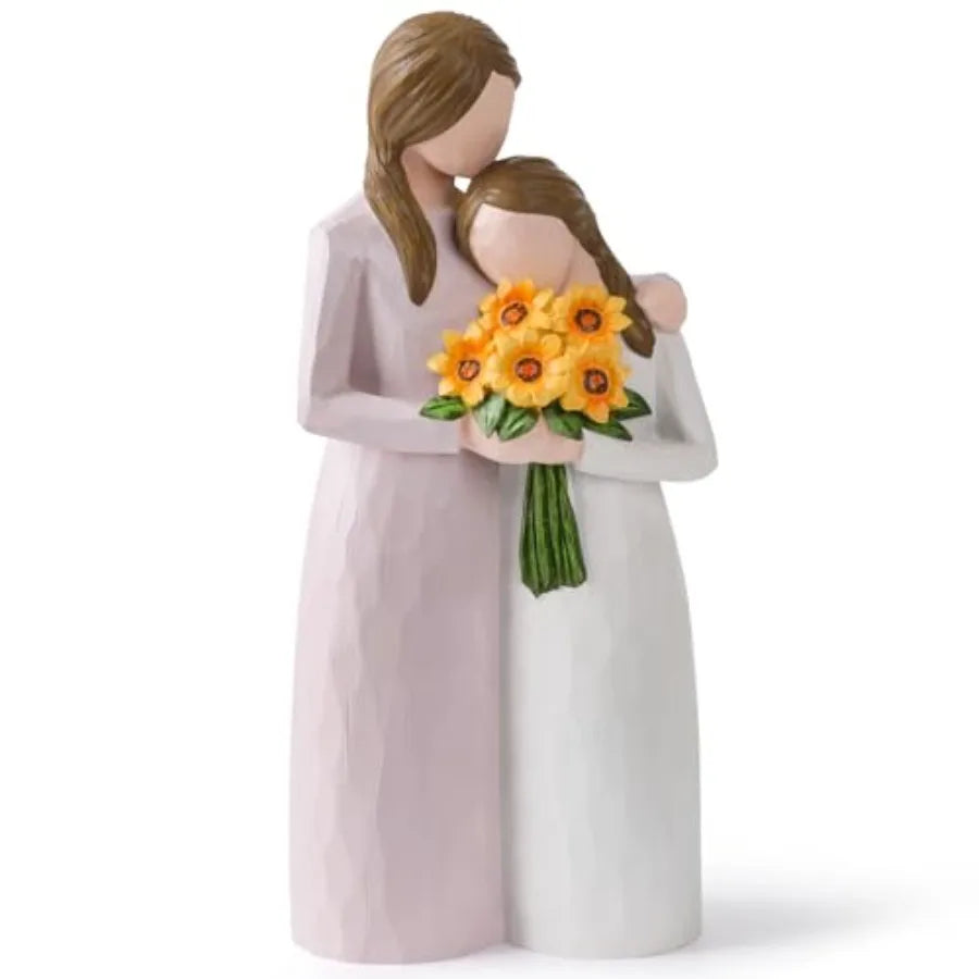Mother And Daughter Figurine Statue Gift, Hand Painted Family Keepsake