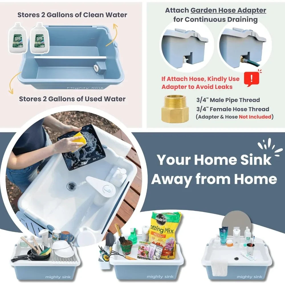 NEW PRODUCT.Patented Wash Station with Electronic Faucet 2 Gallons Easy Setup Indoor & Outdoor Use Ideal for Dishwashing Fas