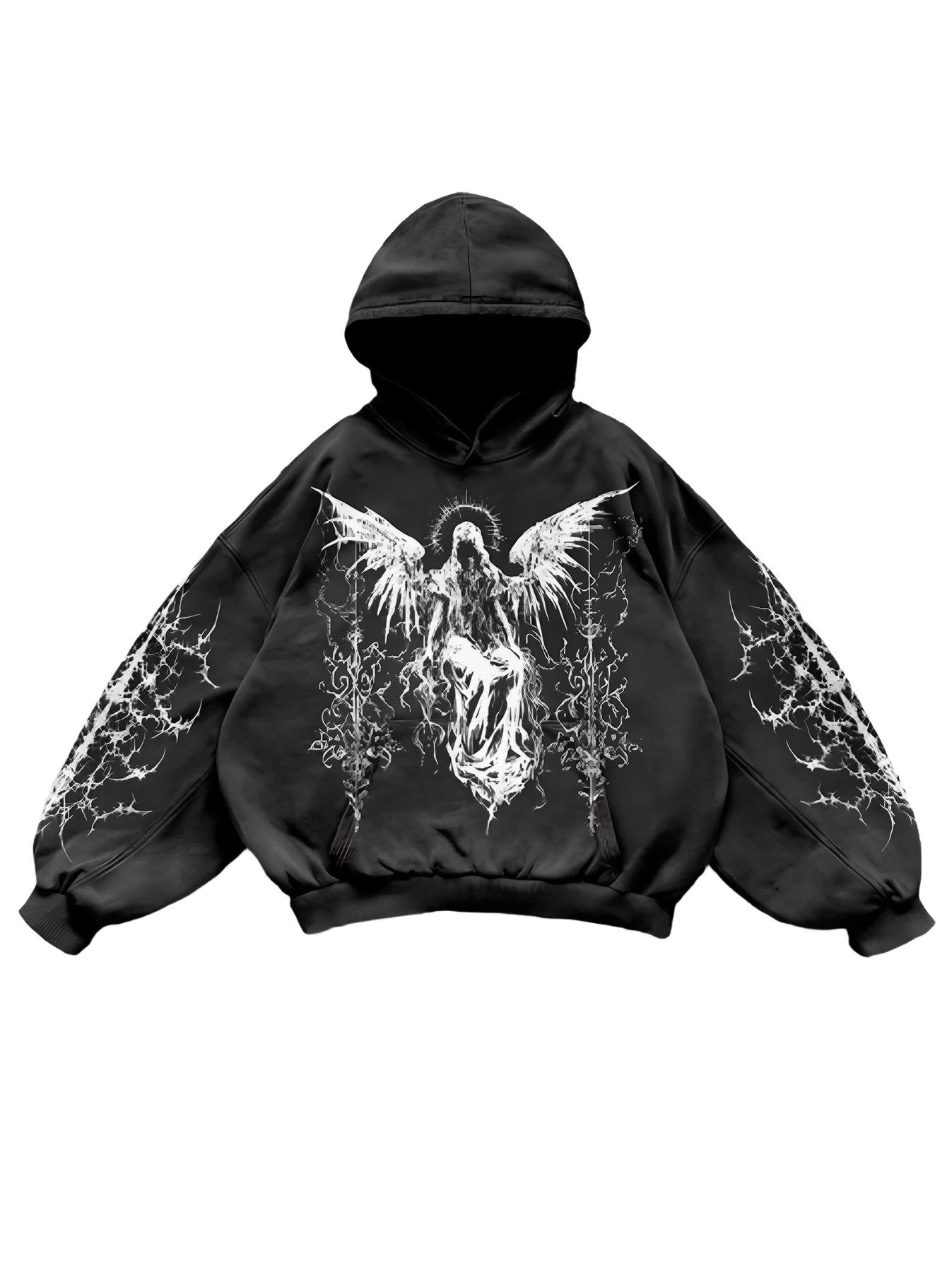 Casual Dark Angel Print Hoodie Unisex Harajuku Y2K Streetwear Style