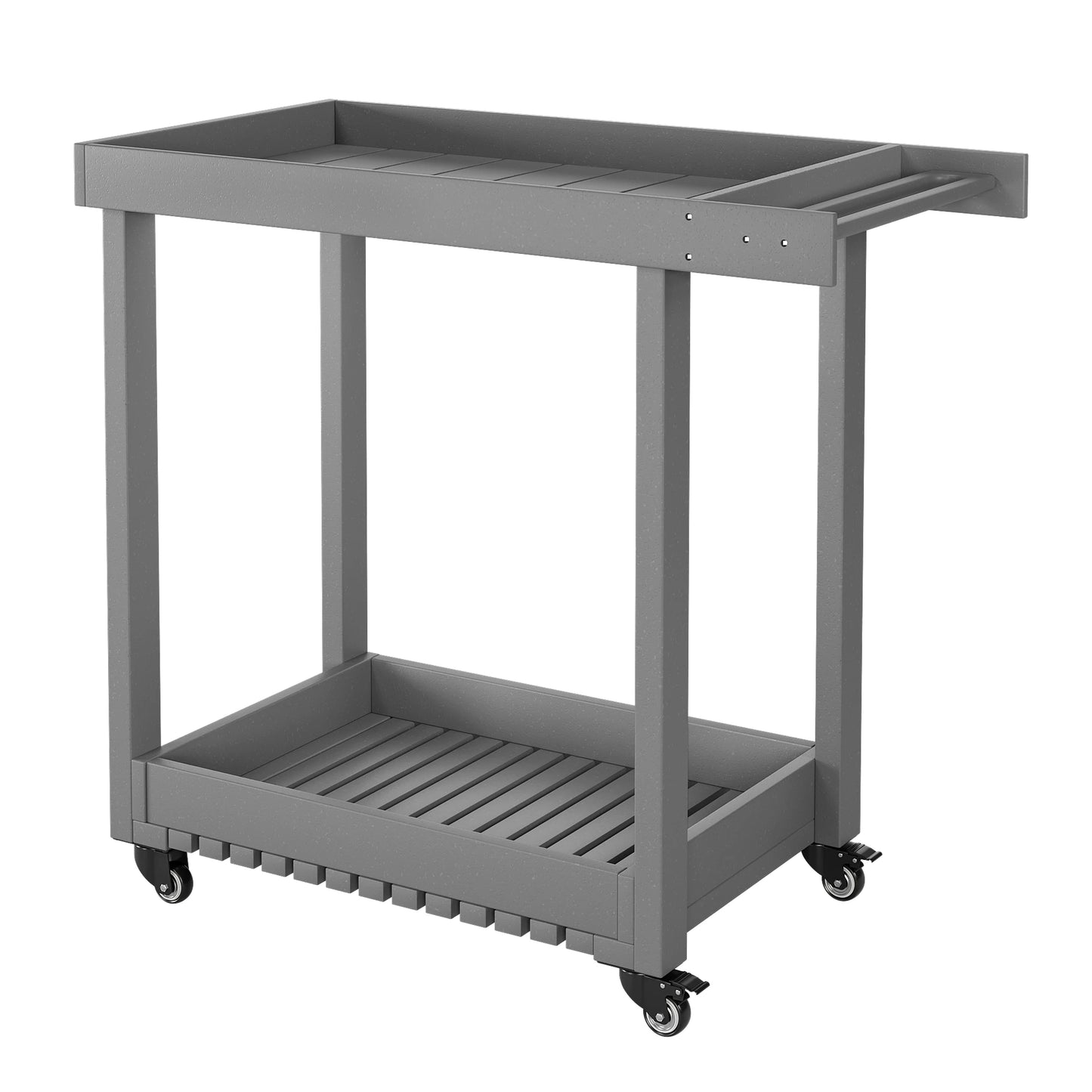 HDPE Trolley Dining Cart With Four Wheels And Double Shelf