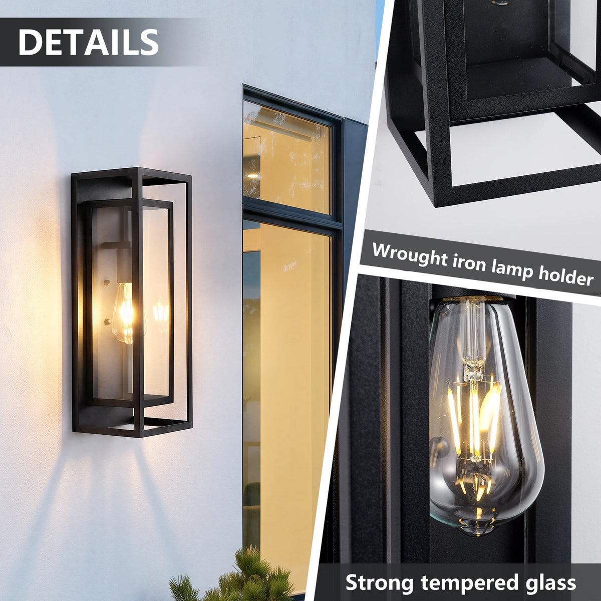 ARLGSITE Waterproof Exterior Wall Lantern With Tempered Glass For Porch
