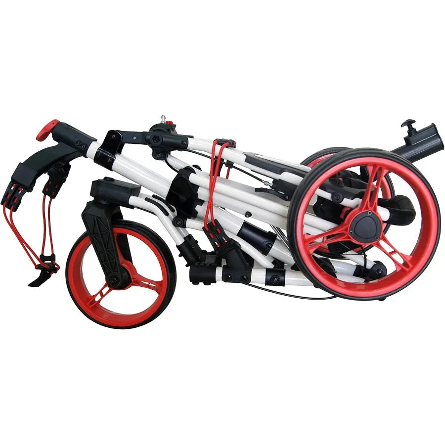 XMSJ Golf Push Cart 3 Wheel With 360 Front Wheel One Second Open Close Folding