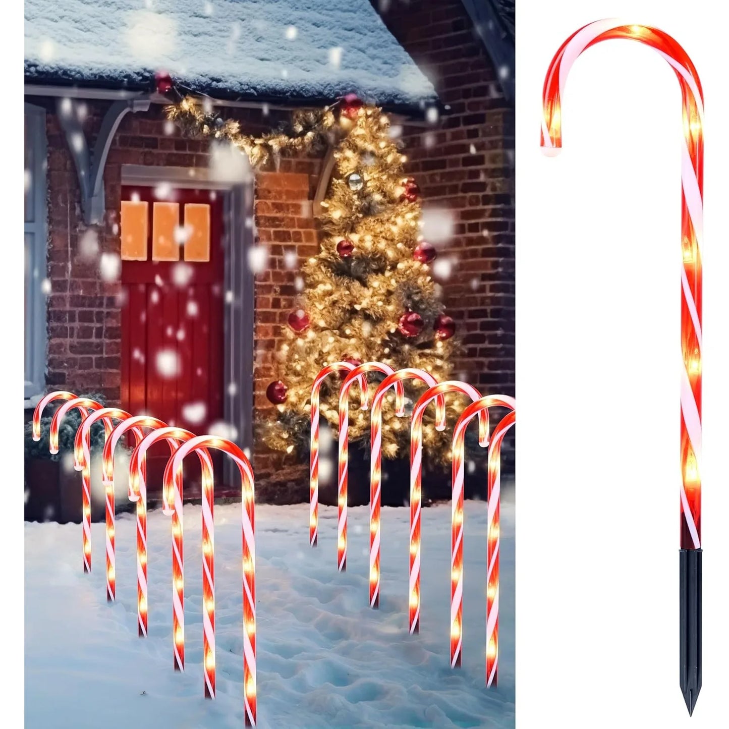 Joyfy Candy Cane Pathway Lights Set of 12 Outdoor Decorations