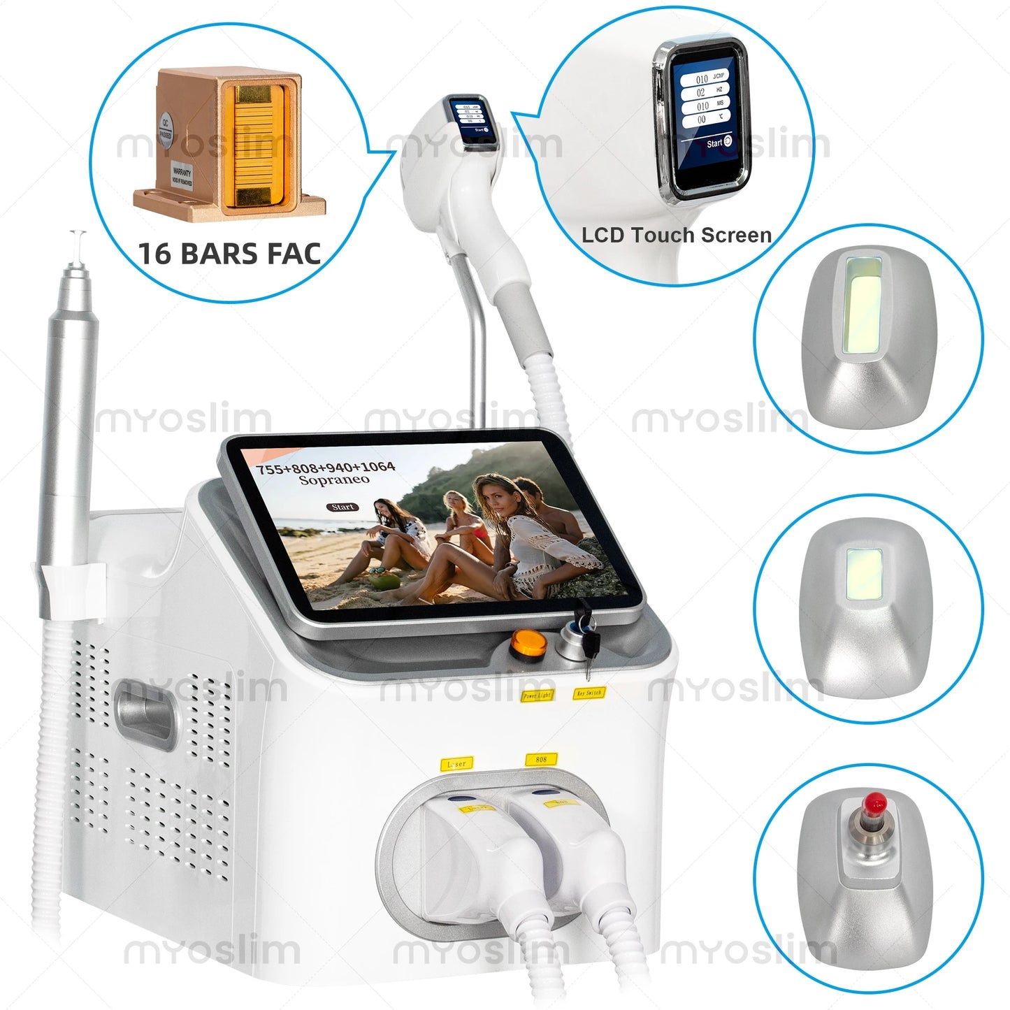 FAC 5000W 2 IN 1 Professional 4 Wave 808 Diode Permanent Painless Hair Removal Picosecond Tattoo Removal Machine