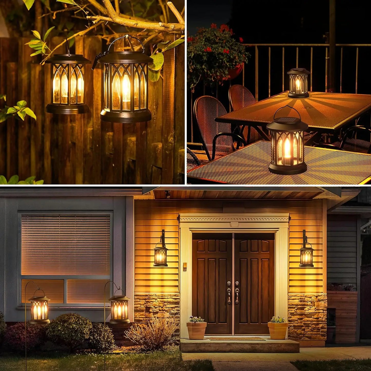 KPSTEK 2 Pack Upgraded Bright Solar Lantern Lights Outdoor Patio