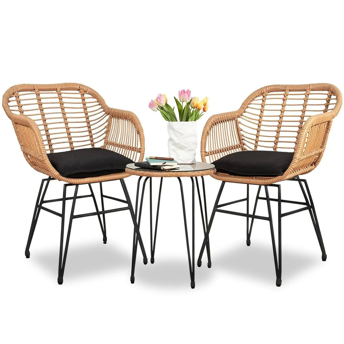 Modern Outdoor Wicker Rattan Patio Bistro Conversation Furniture Set