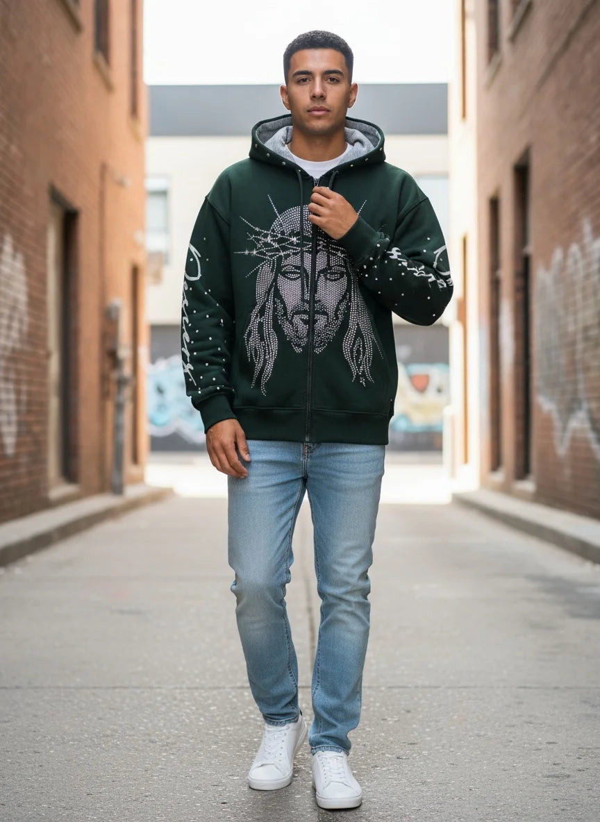 Casual Men's Hoodie With Diamond Pattern Three-Dimensional Design