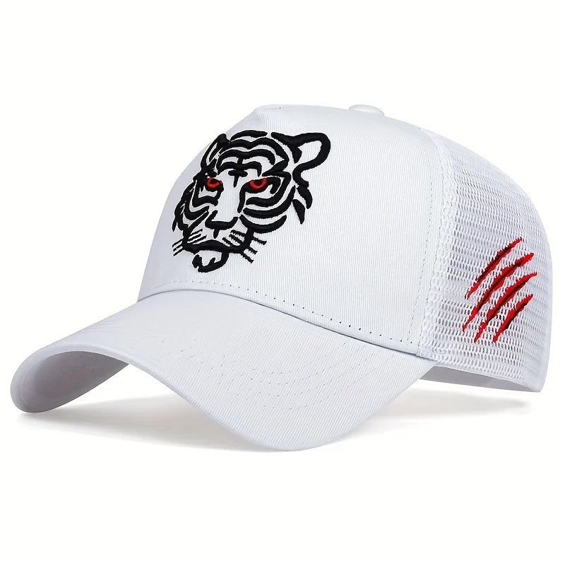 1piece Unisex Tiger Head Embroidery Baseball Caps Spring and Autumn Outdoor Adjustable Casual Hats Sunscreen Hat 