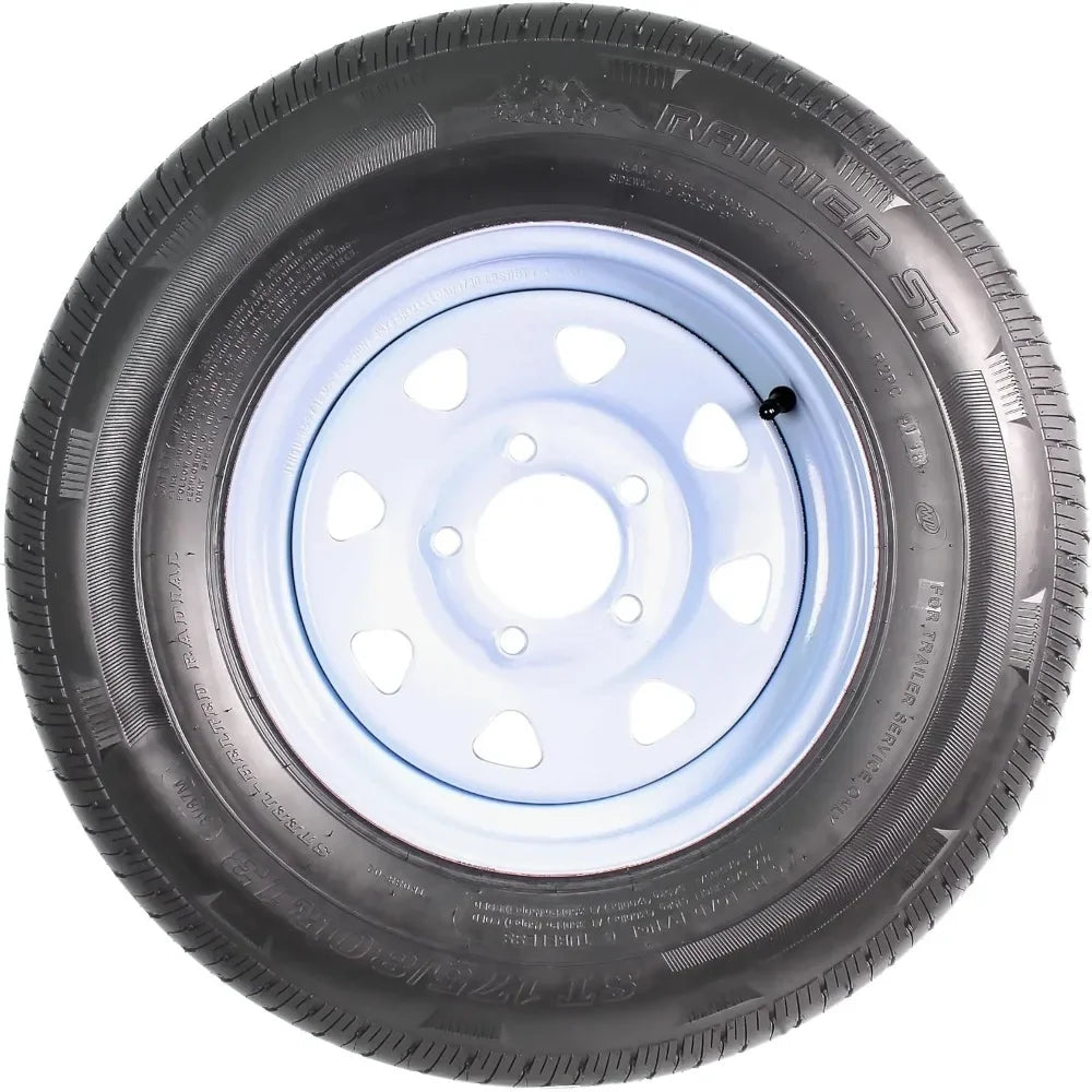 HOME.2-Pack Radial Trailer Tire On Rim ST175/80R13 13 in. Load Range C 5 Lug White Spoke Wheel
