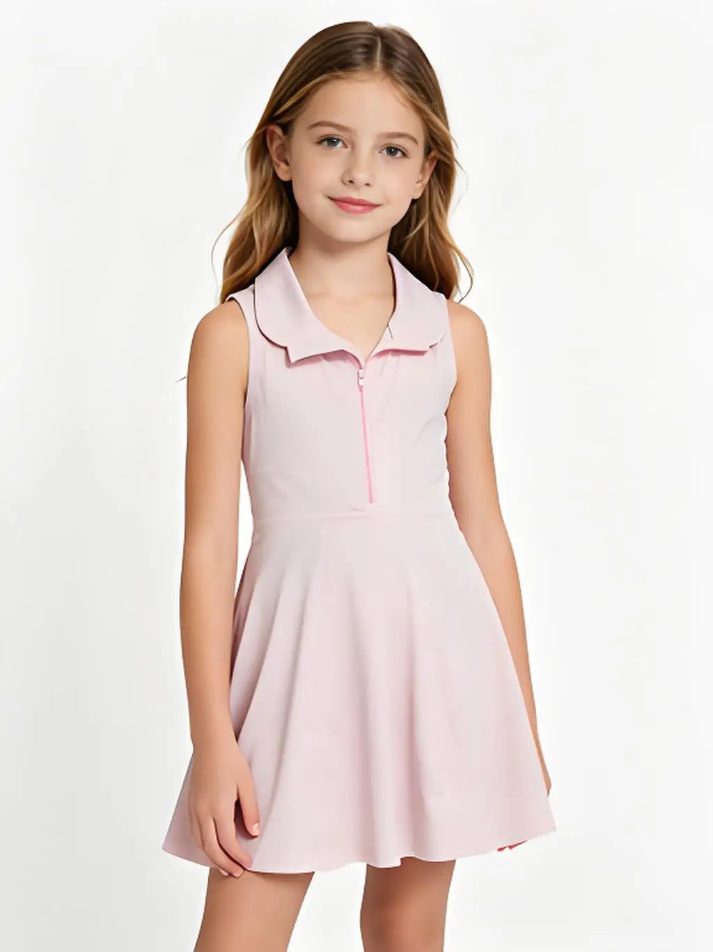 Girls Athletic Zip Activewear Dress Set For Workout And Play