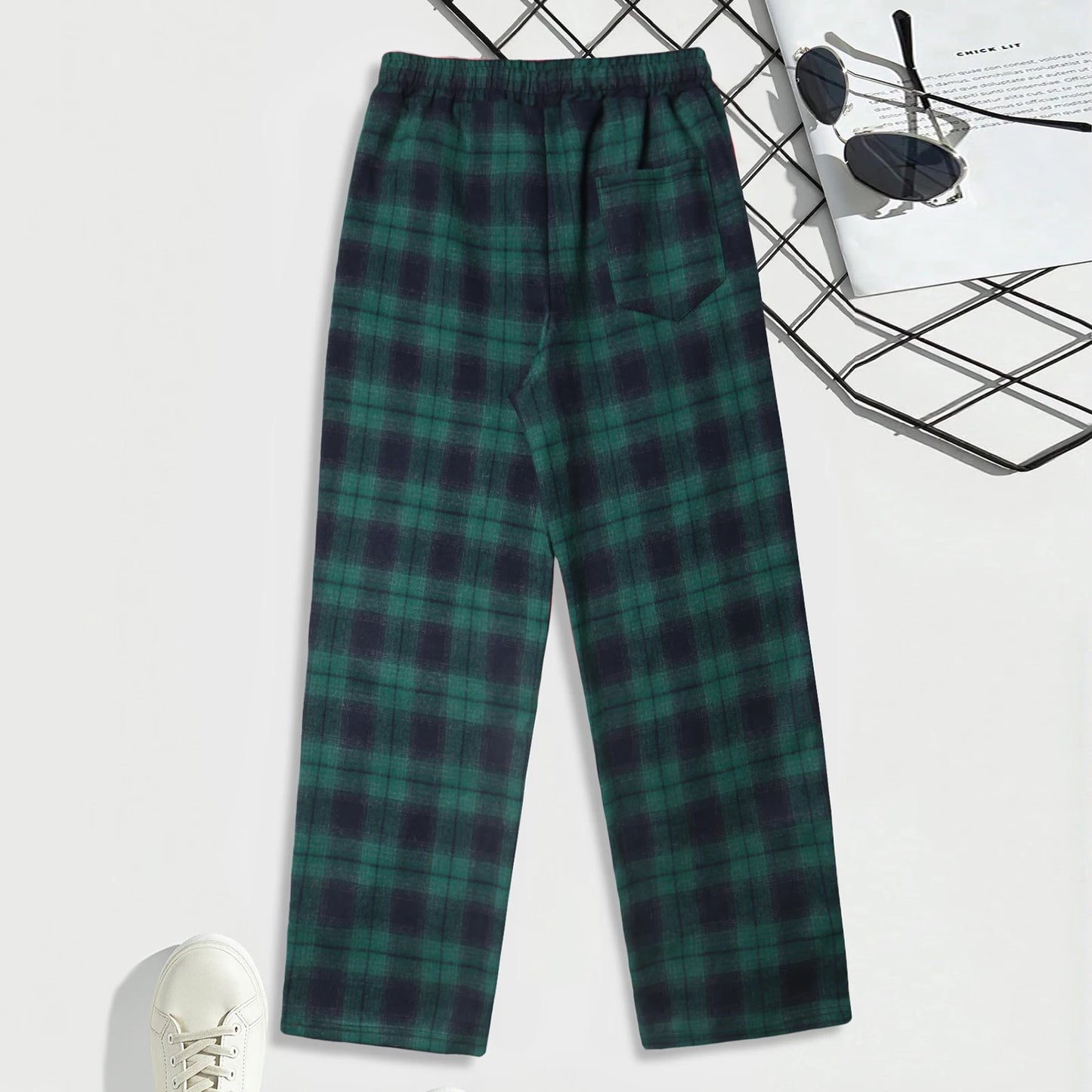 Guangdong CN Stylish Checkered Mens Lounge Pants With Drawstring