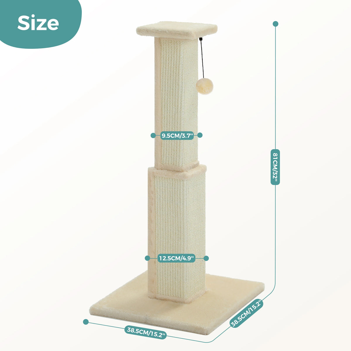PAWZ Road Large Cat Scratching Post With Sisal Ball Toy