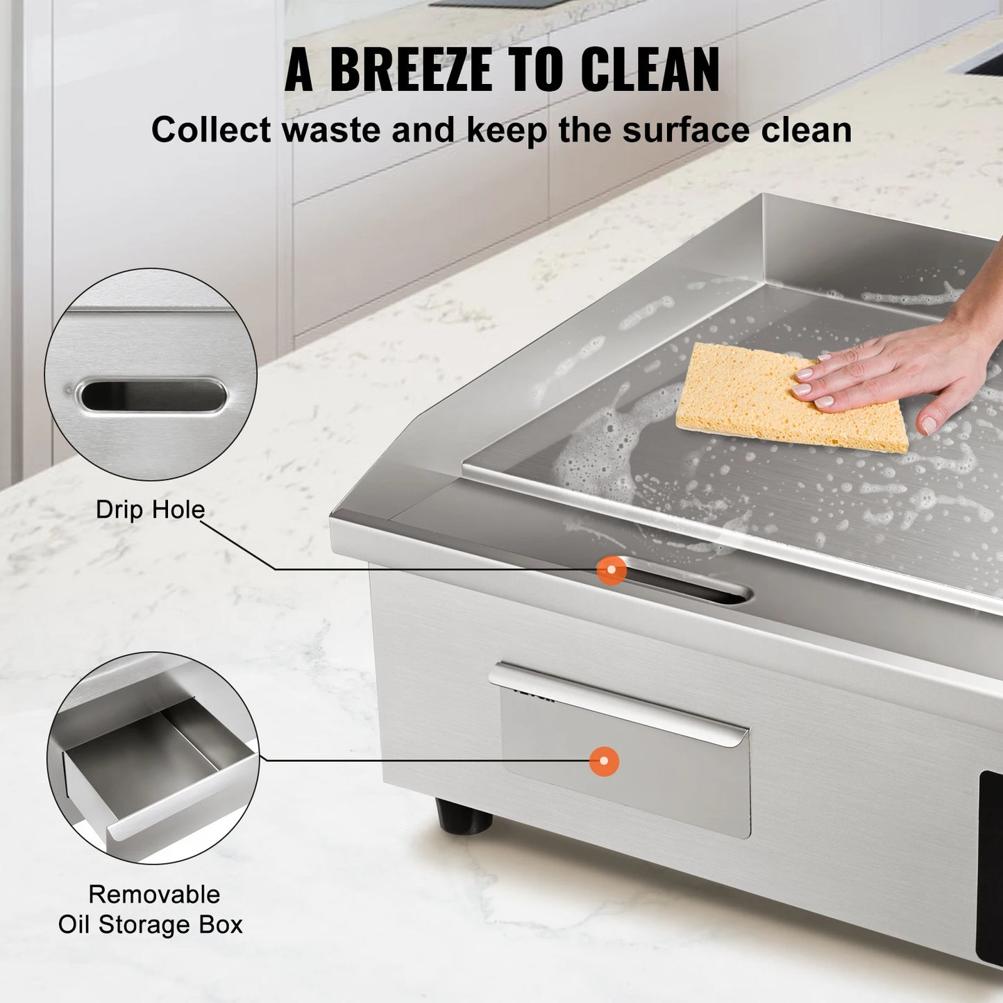 SucceBuy Commercial Electric Grill Flat Pan Stainless Steel Desktop Griddle