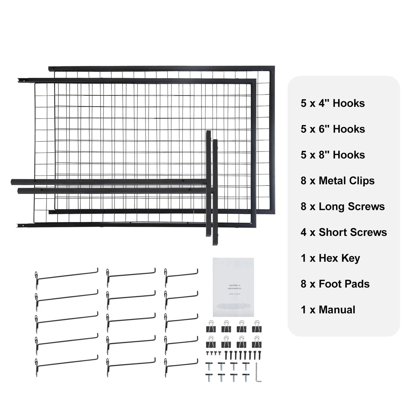 SucceBuy Grid Wall Panels Display Racks With Hooks For Retail