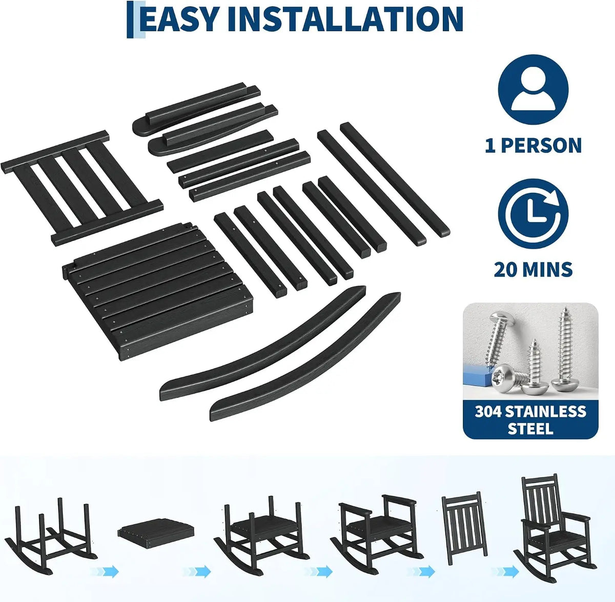 Garvee Multifunctional Wooden Rocking Chair With Side Table For Patio