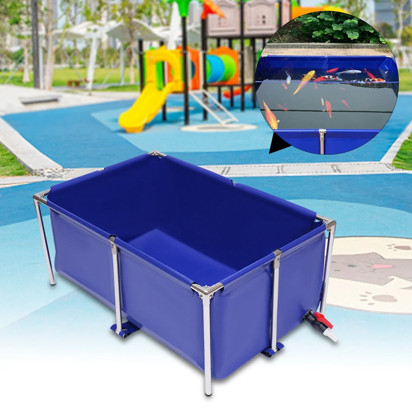 Thickened Waterproof Aquarium Fish Water Tank Anti-rust Canvas Ornamental Swimming Pool Large capacity Koi Lobster Breeding Pond