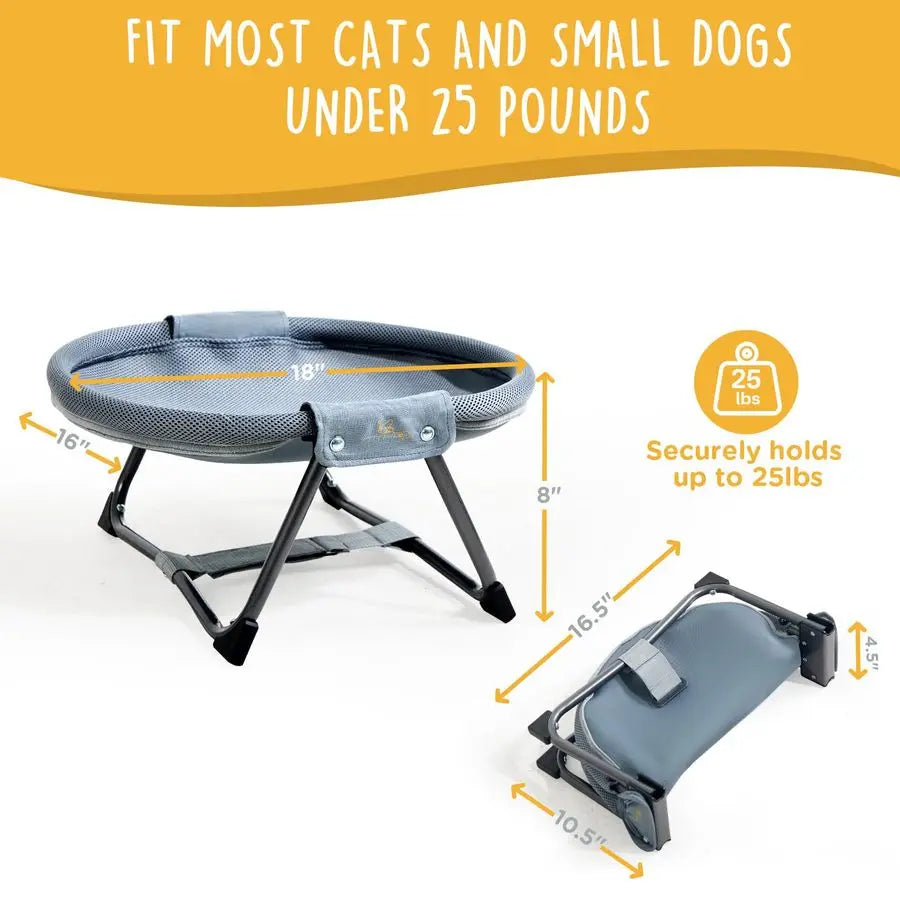 Elevated Cat Hammock Bed, Foldable NoAssembly Cat Bed with Breathable Mesh for Indoors and Outdoors Use, Lightweight Raised Pet