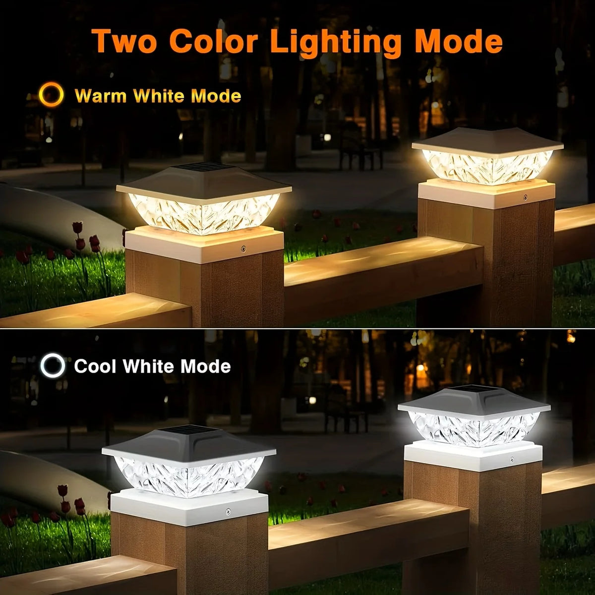 KPSTEK Solar Waterproof Outdoor Gate Fence Pillar LED Garden Lamp