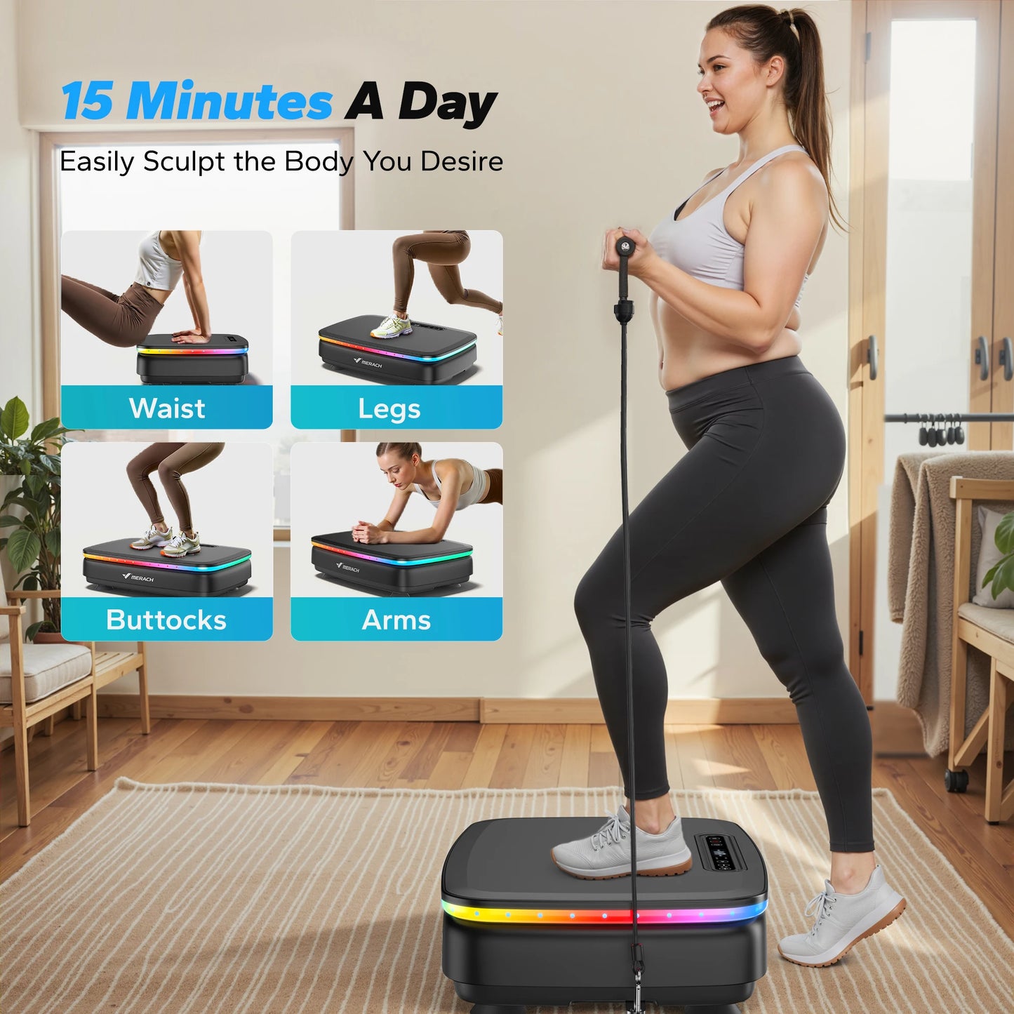 MERACH Vibration Plate Exercise Machine For Whole Body Lymphatic Drainage