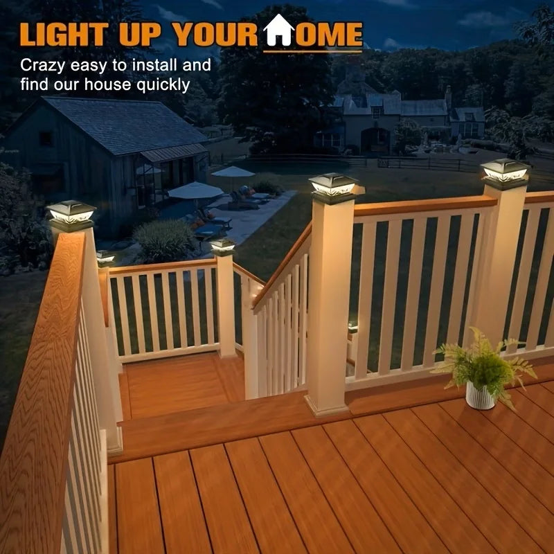 KPSTEK Solar Waterproof Outdoor Gate Fence Pillar LED Garden Lamp