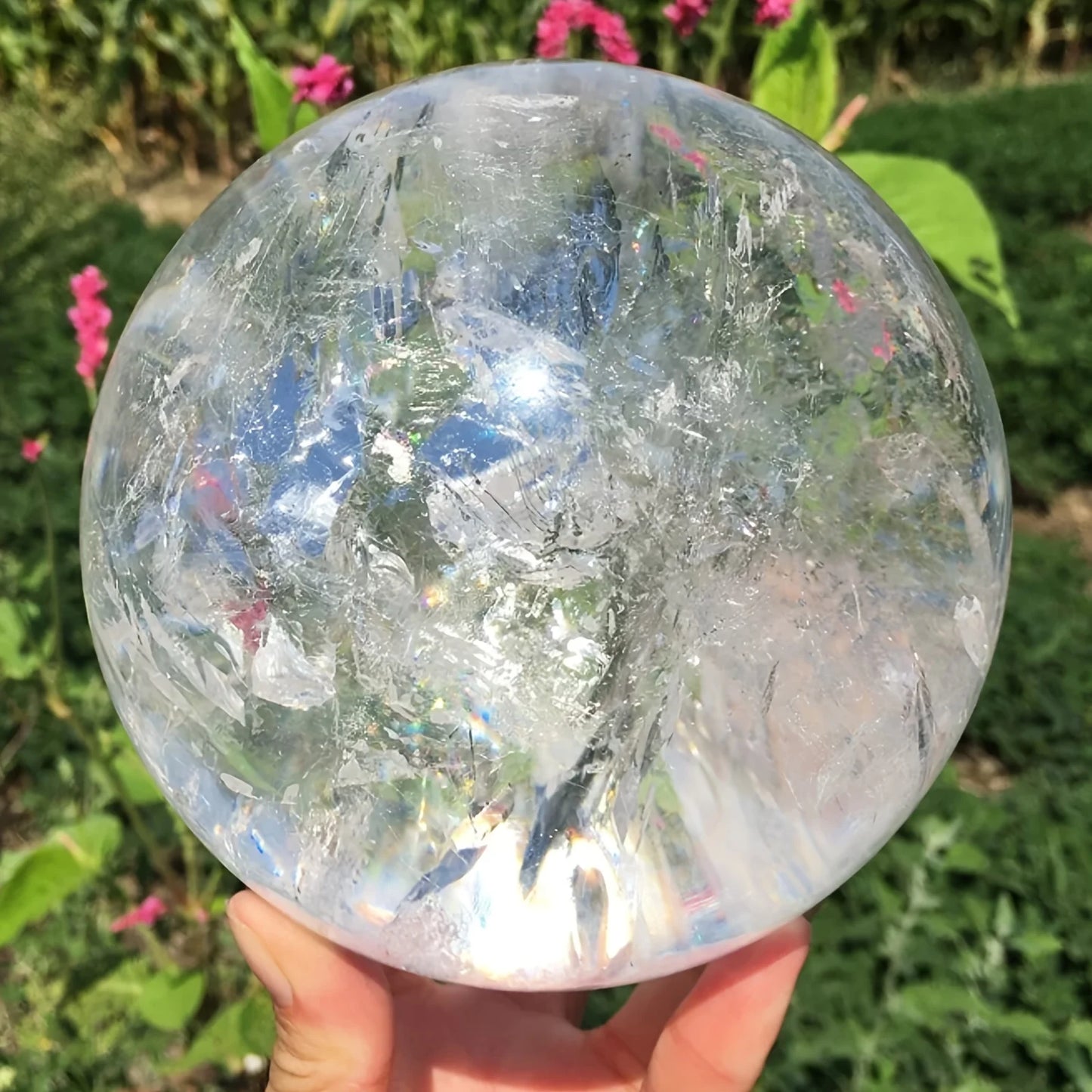 CrystalHola Large Polished Clear Quartz Crystal Sphere