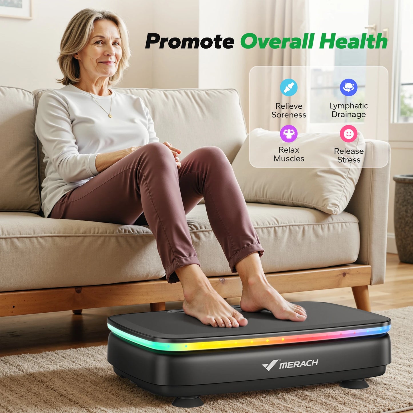 MERACH Vibration Plate Exercise Machine For Whole Body Lymphatic Drainage