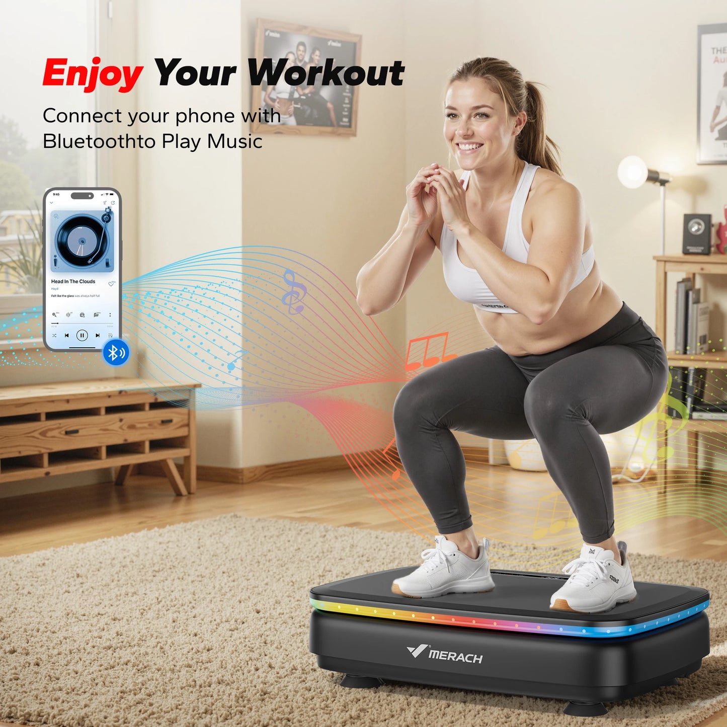 MERACH Vibration Plate Exercise Machine For Whole Body Lymphatic Drainage