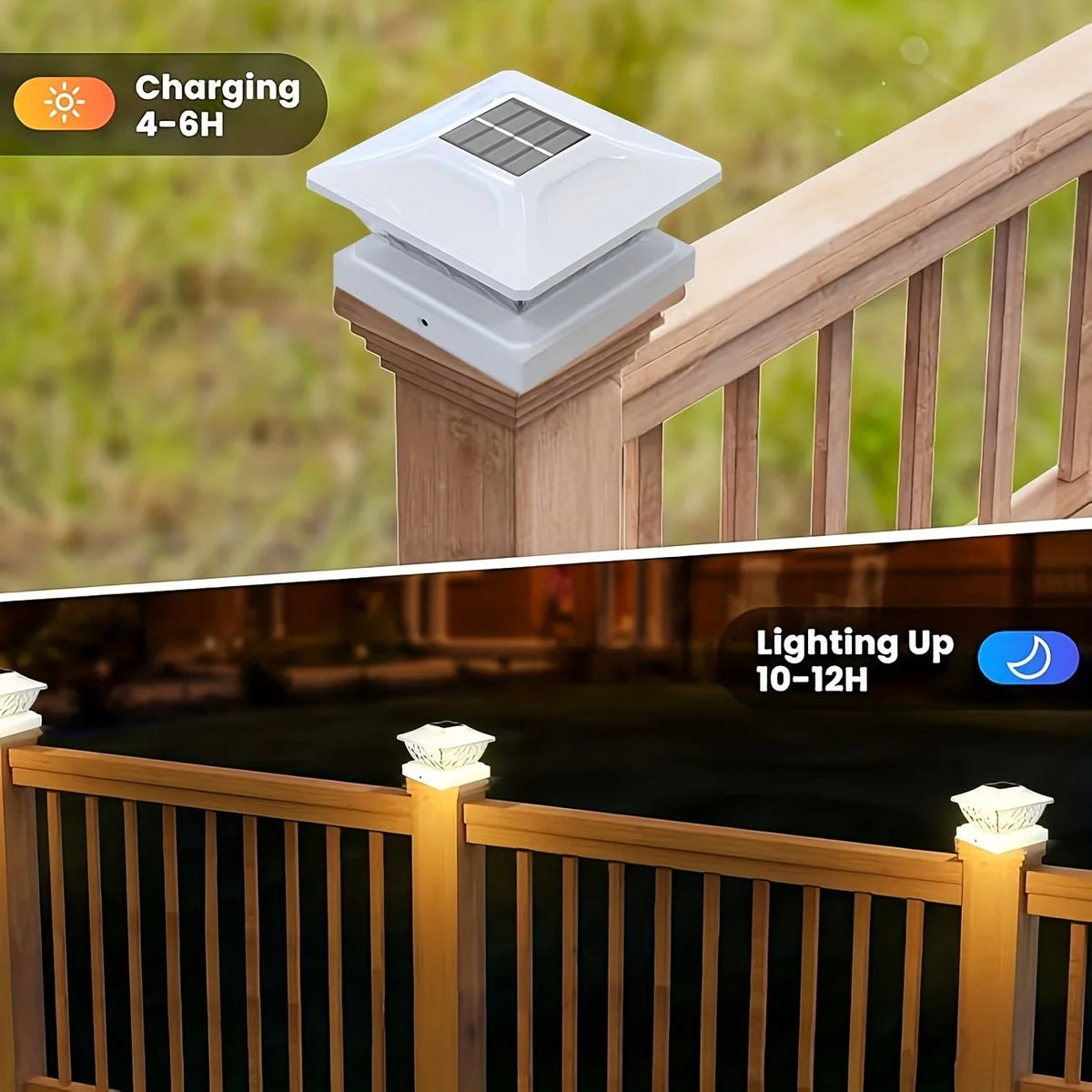 KPSTEK Solar Waterproof Outdoor Gate Fence Pillar LED Garden Lamp