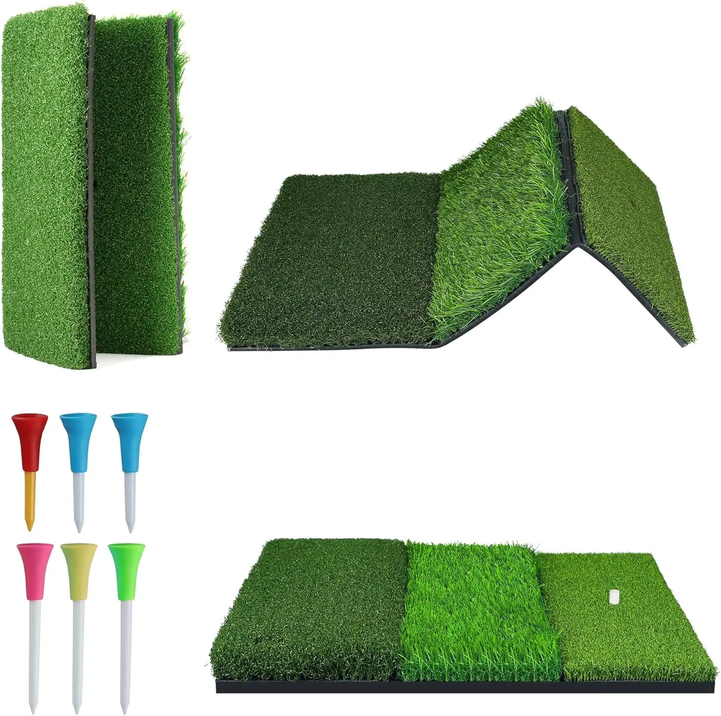Golf Hitting Mat, Thickened Golf Practice Mat for Indoor Outdoor Training, Swing Path Hitting Turf Mat with Non-Slip Rubber Back