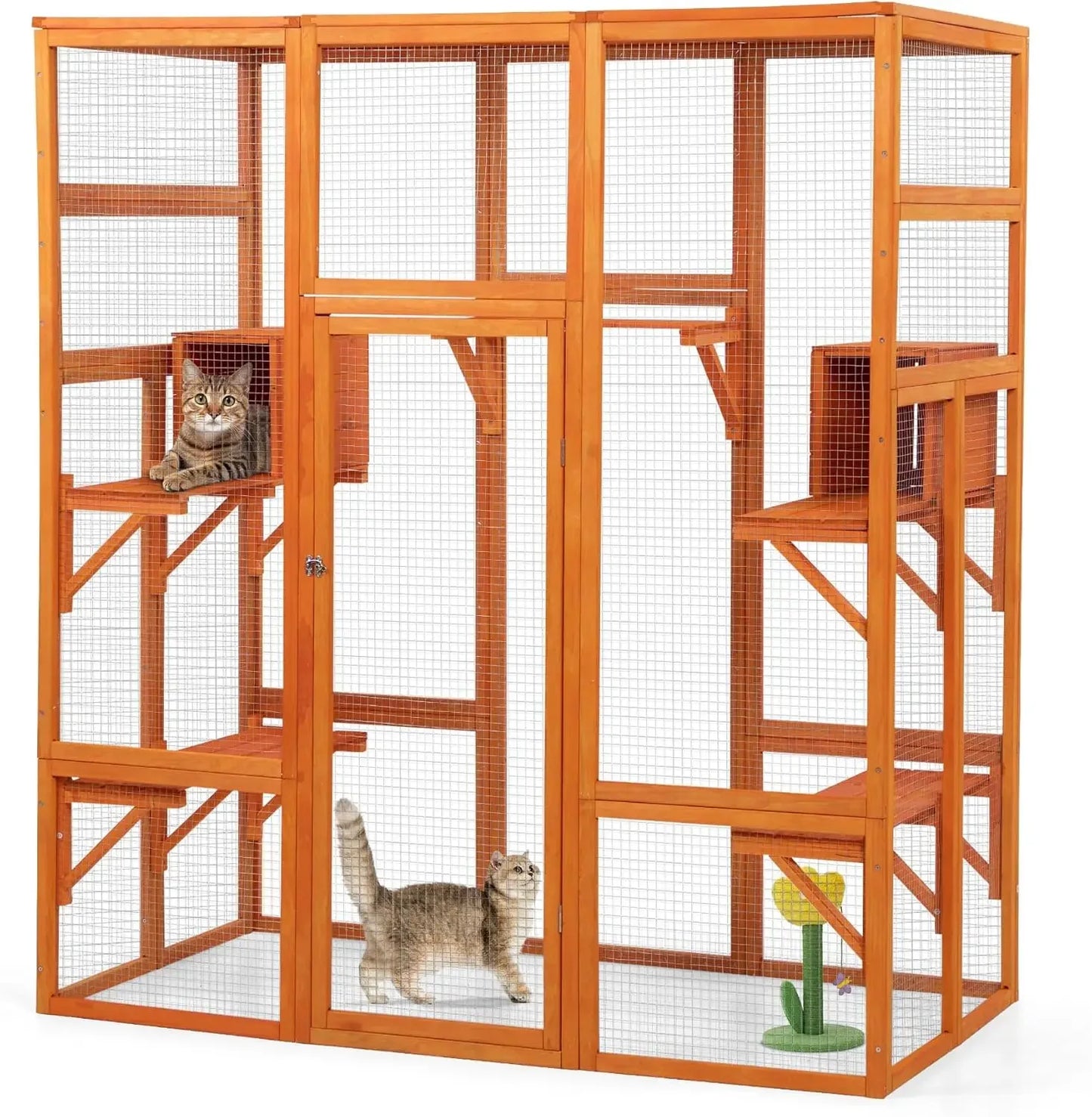 Large Wooden Catio Outdoor Cat Enclosure with Waterproof Roof