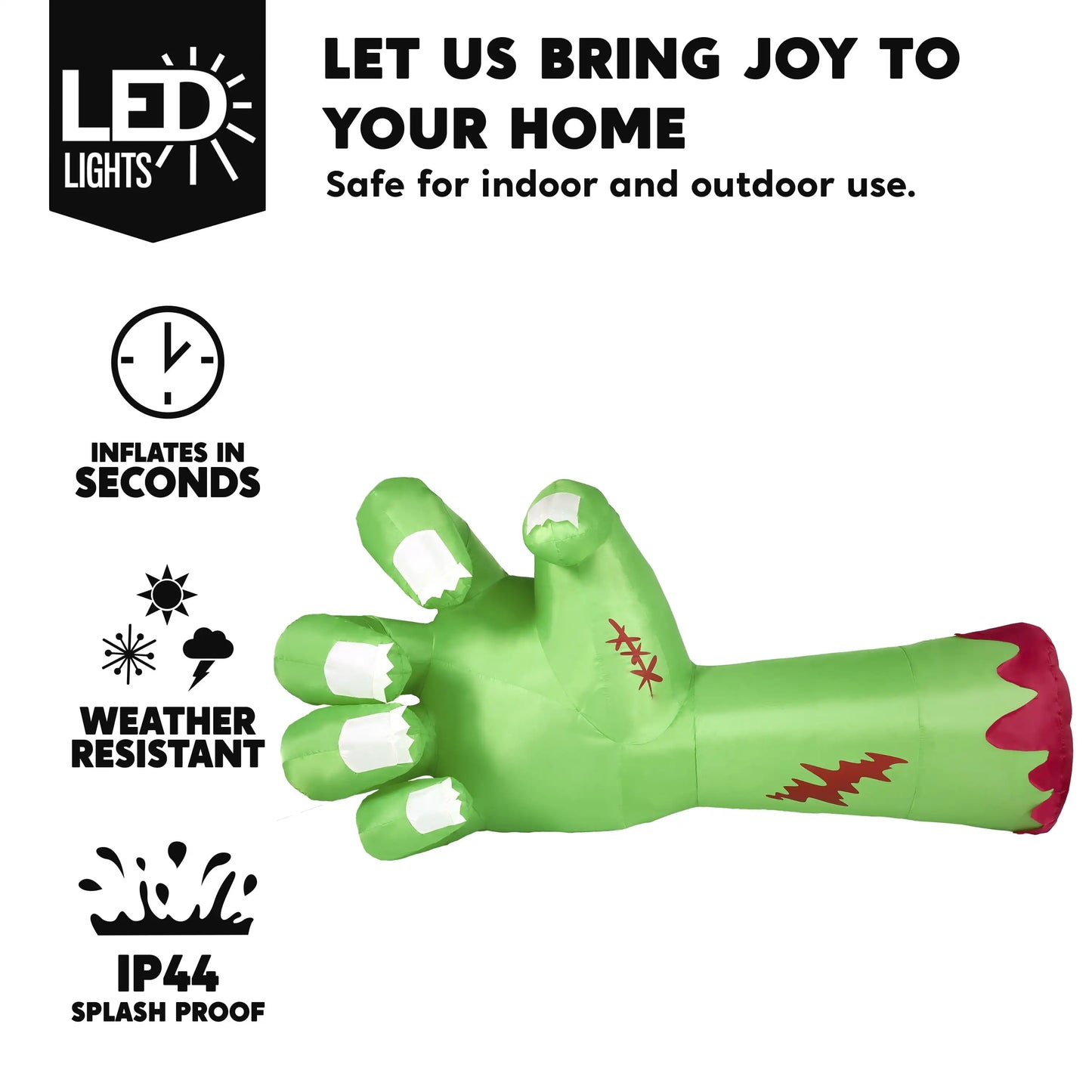 Joyfy 9Ft LED Scary Green Broken Zombie Hand Inflation